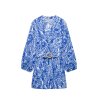Embroidered dress with belt and shirt style for women